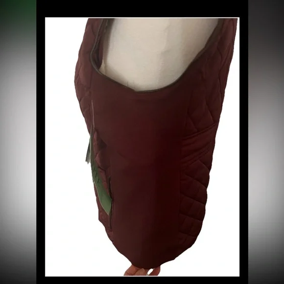 NWT Catalina Original Burgundy Quilted Faux Fur Lined Zip Front Vest Pockets PM - Picture 3 of 7